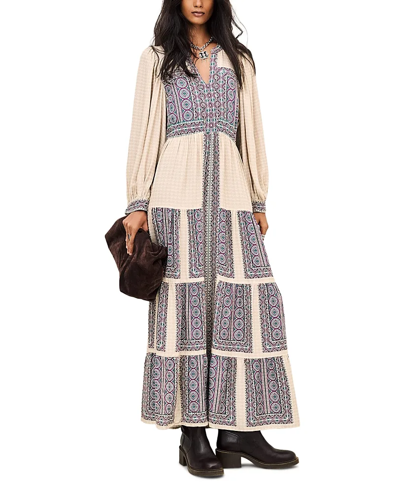 Olly Button Front Paneled Maxi Dress by Ba & sh