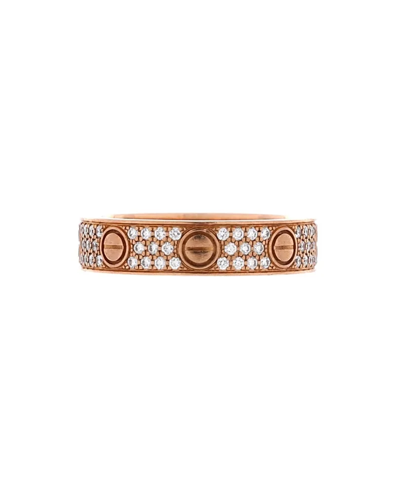 Pre-Owned Cartier Love Wedding Band Pave Diamonds Ring 18K Rose Gold and Diamonds by Cartier's