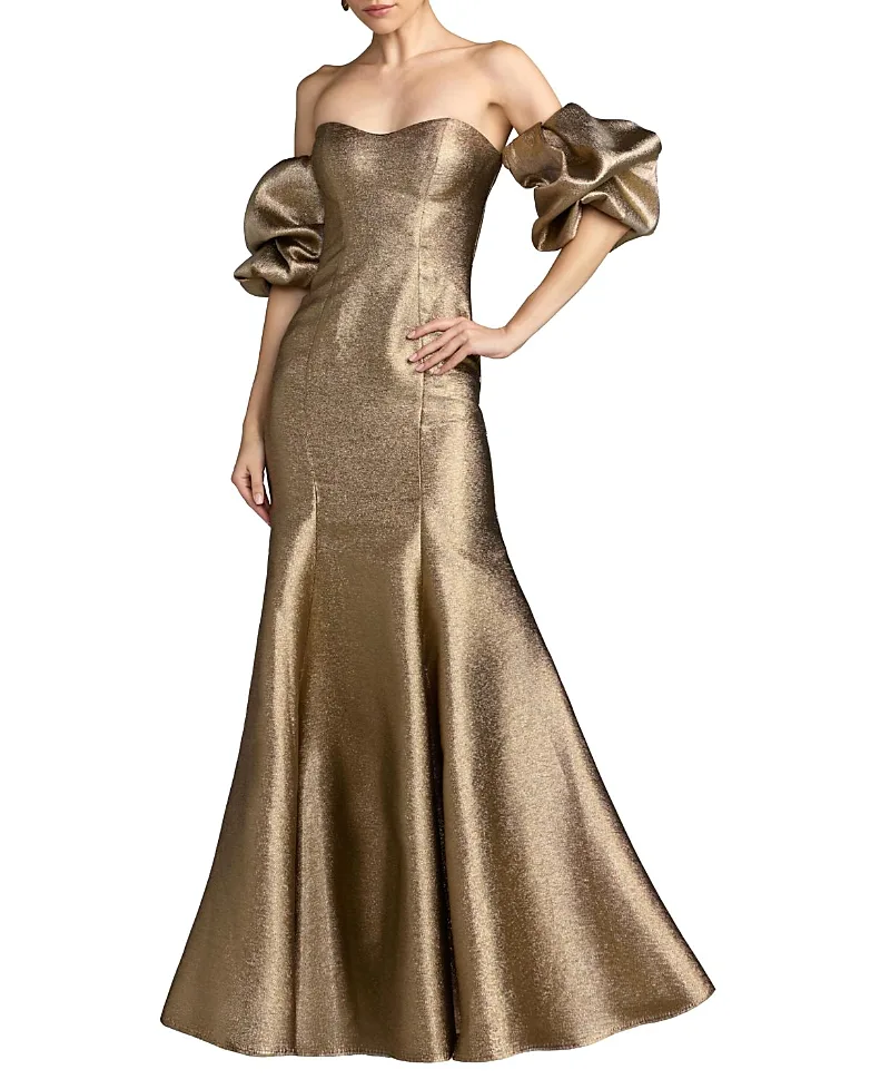 Mac Duggal Metallic Off-the-Shoulder Mermaid Gown by M.A.C.