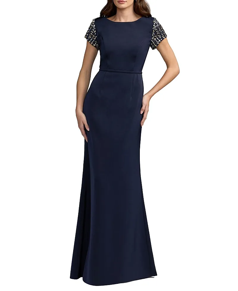 Mac Duggal Embellished Sleeve Long Dress by M.A.C.