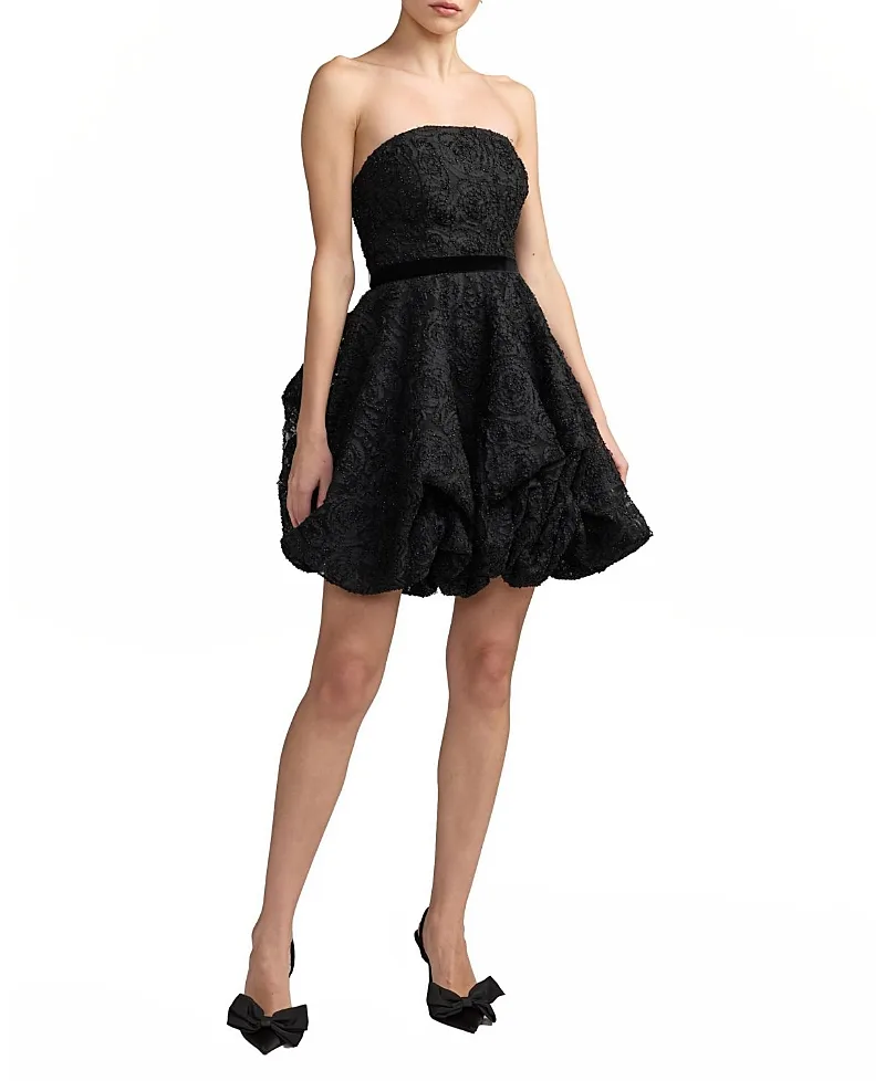 Mac Duggal Floral Lace Strapless Bubble Mini Dress by M.A.C.