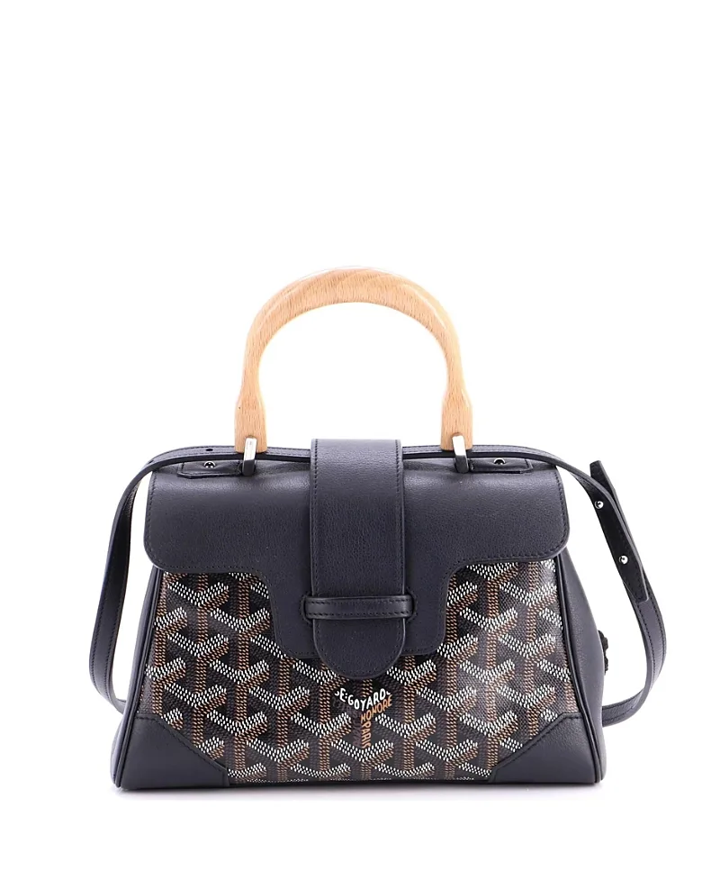Pre-Owned Mini Saigon Top Handle Bag Coated Canvas with Leather by Pre-owned Goyard