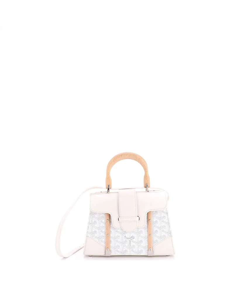 Pre-Owned Goyard Mini Structured Saigon Top Handle Bag Coated Canvas with Leather by Pre-owned Goyard
