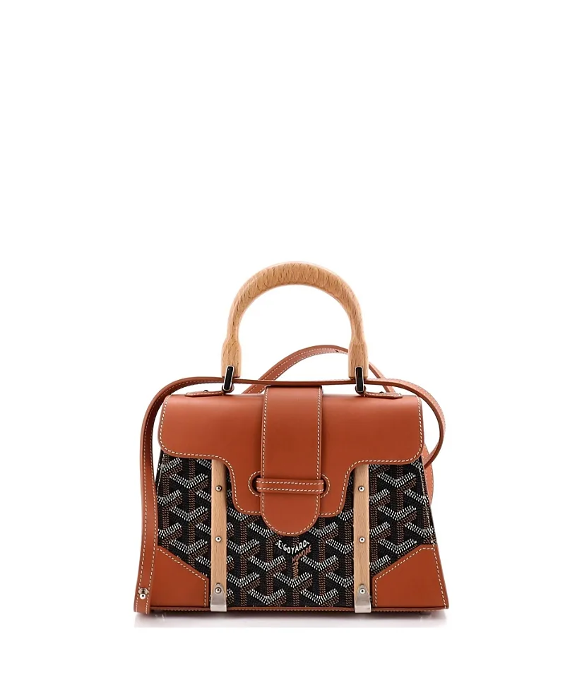 Pre-Owned Goyard Mini Structured Saigon Top Handle Bag Coated Canvas with Leather by Pre-owned Goyard