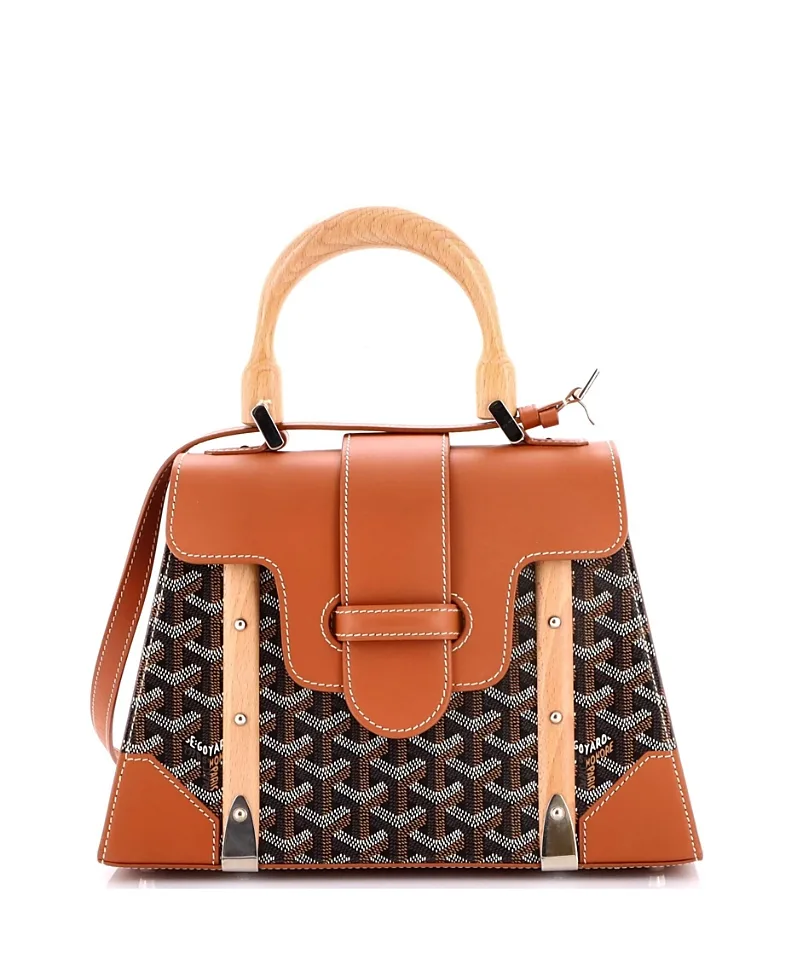 Pre-Owned Goyard Pm Saigon Top Handle Bag Coated Canvas with Leather by Pre-owned Goyard
