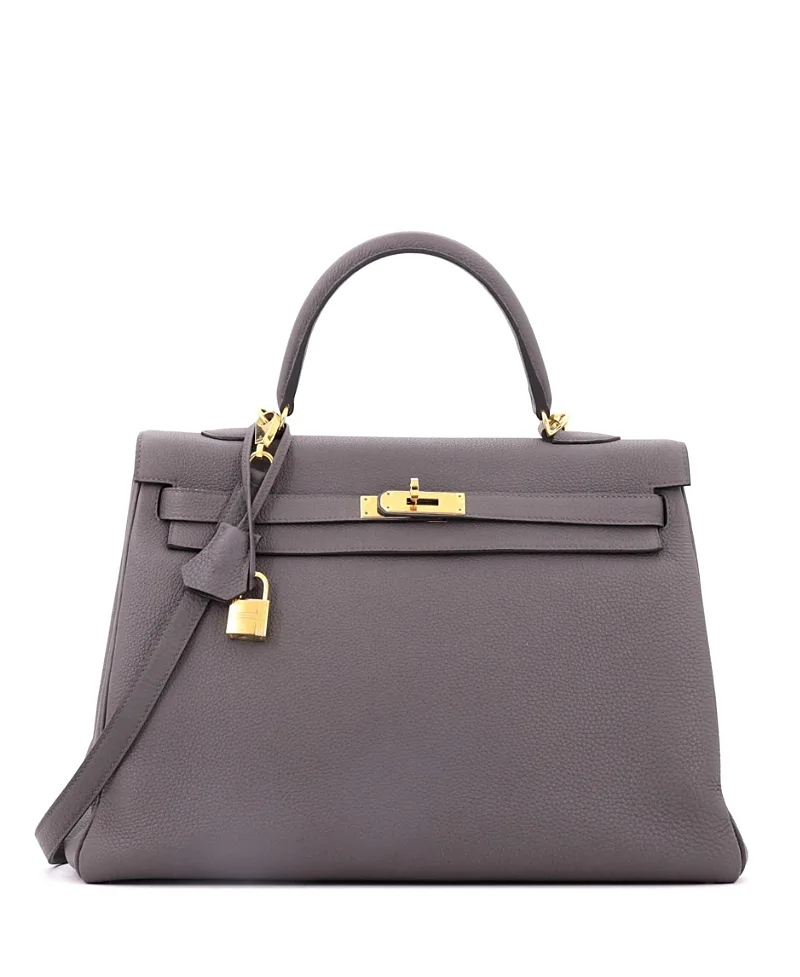Pre-Owned Kelly 35 Handbag Grey Togo with Gold Hardware