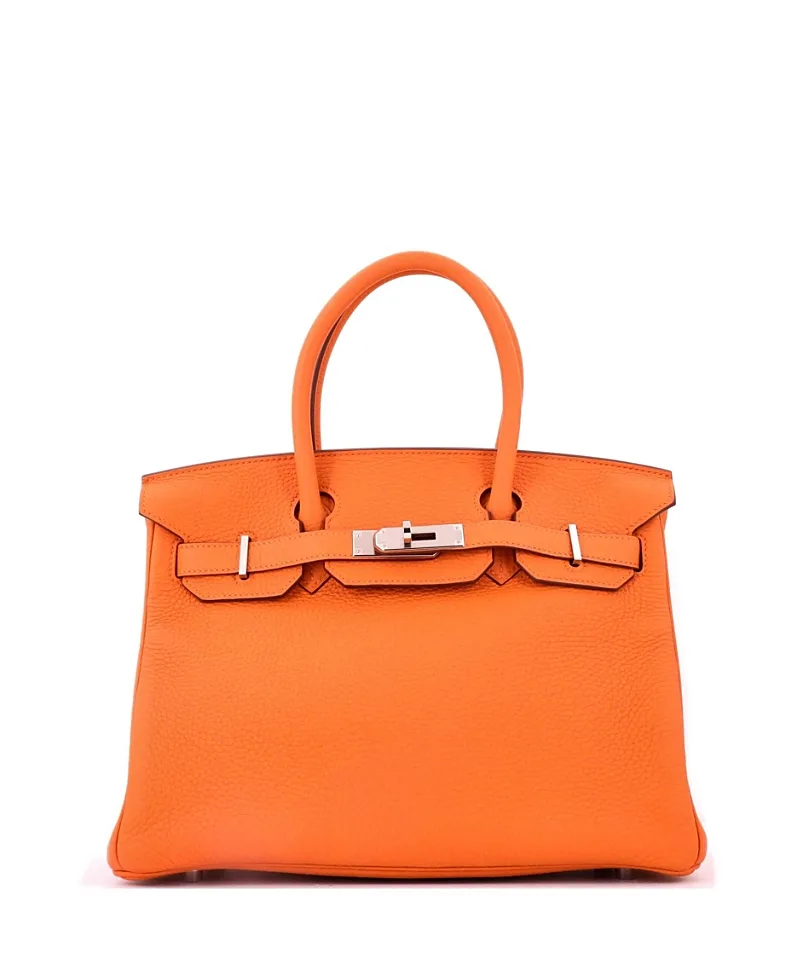 Pre-Owned Birkin 30 Handbag Clemence with Palladium Hardware by Hermes