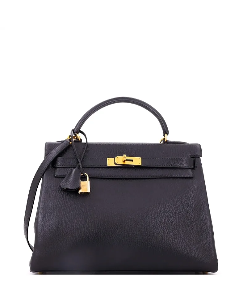 Pre-Owned Kelly 32 Handbag Ardennes with Gold Hardware by Hermes