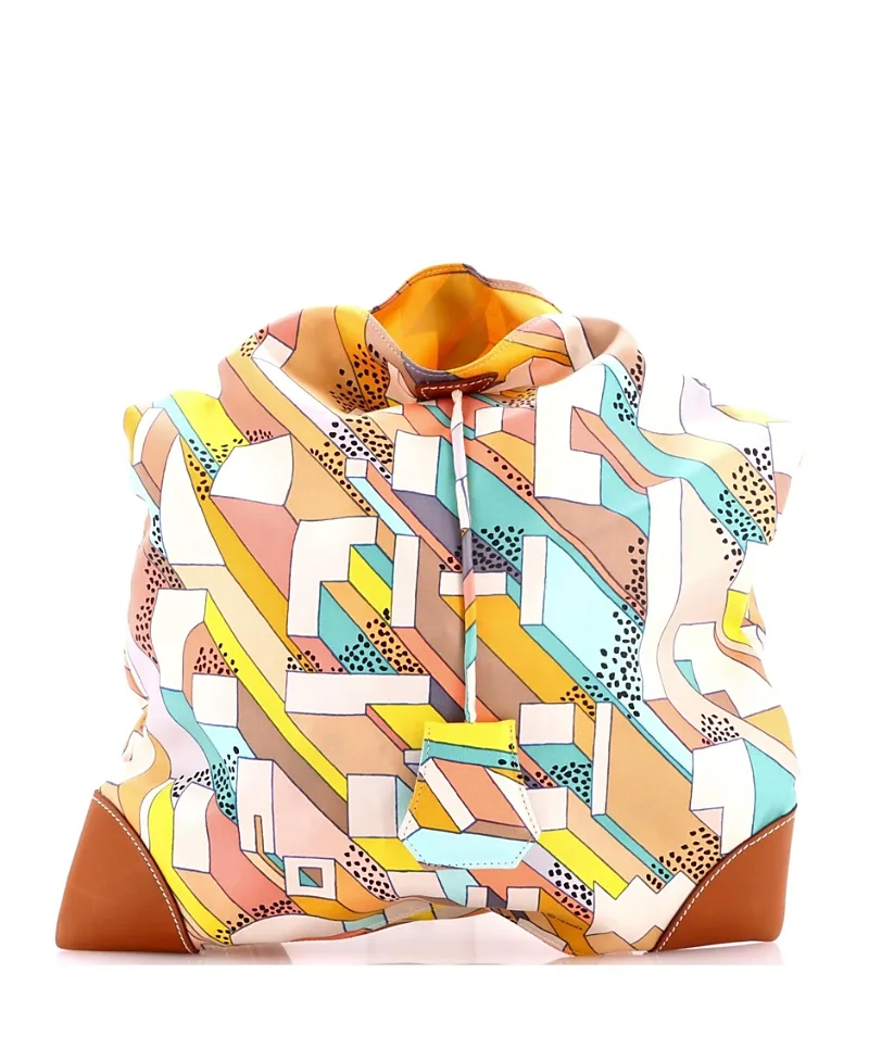 Pre-Owned Pm Silky City Bag Printed Silk and Leather by Hermes