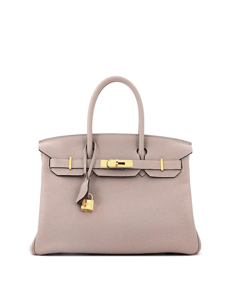 Pre-Owned Hermes Birkin 30 Handbag Grey Togo with Gold Hardware by Hermes