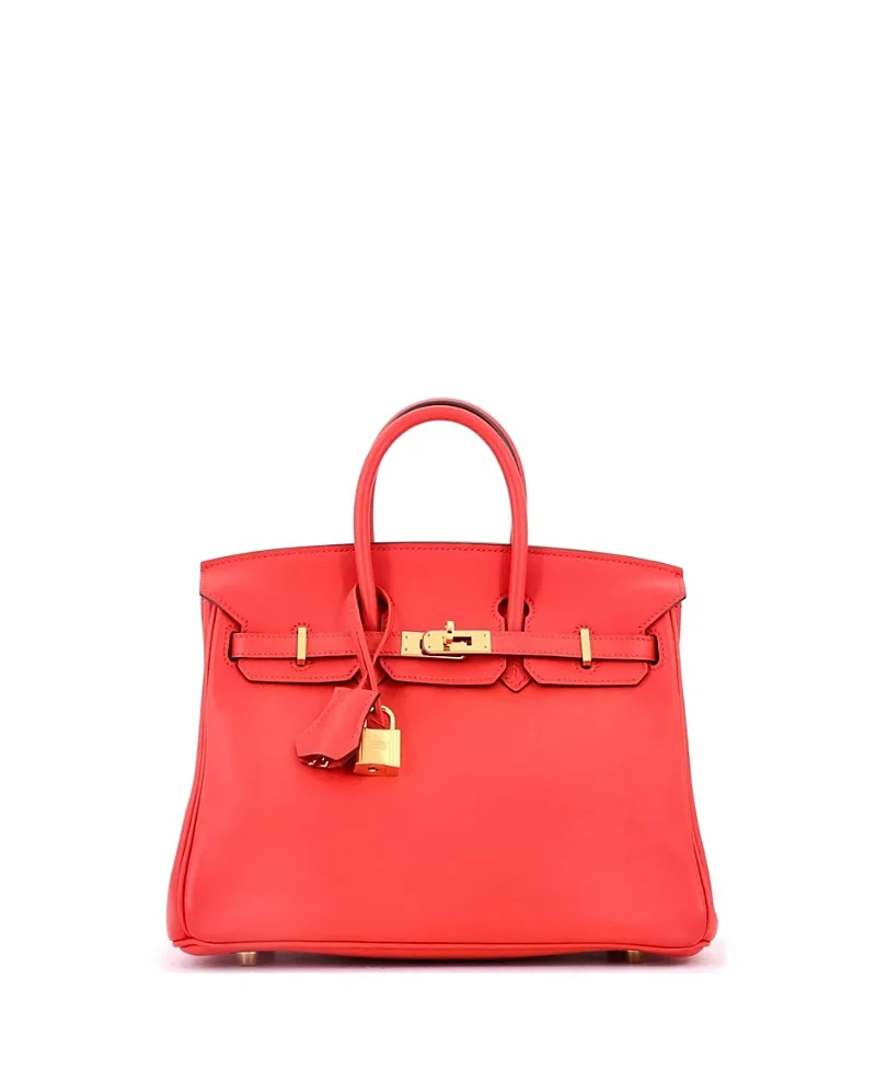 Pre-Owned Birkin 25 Handbag Swift with Gold Hardware by Hermes