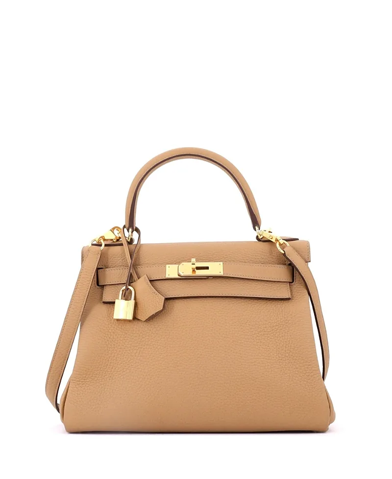 Pre-Owned Kelly 28 Handbag Brown Togo with Gold Hardware by Hermes