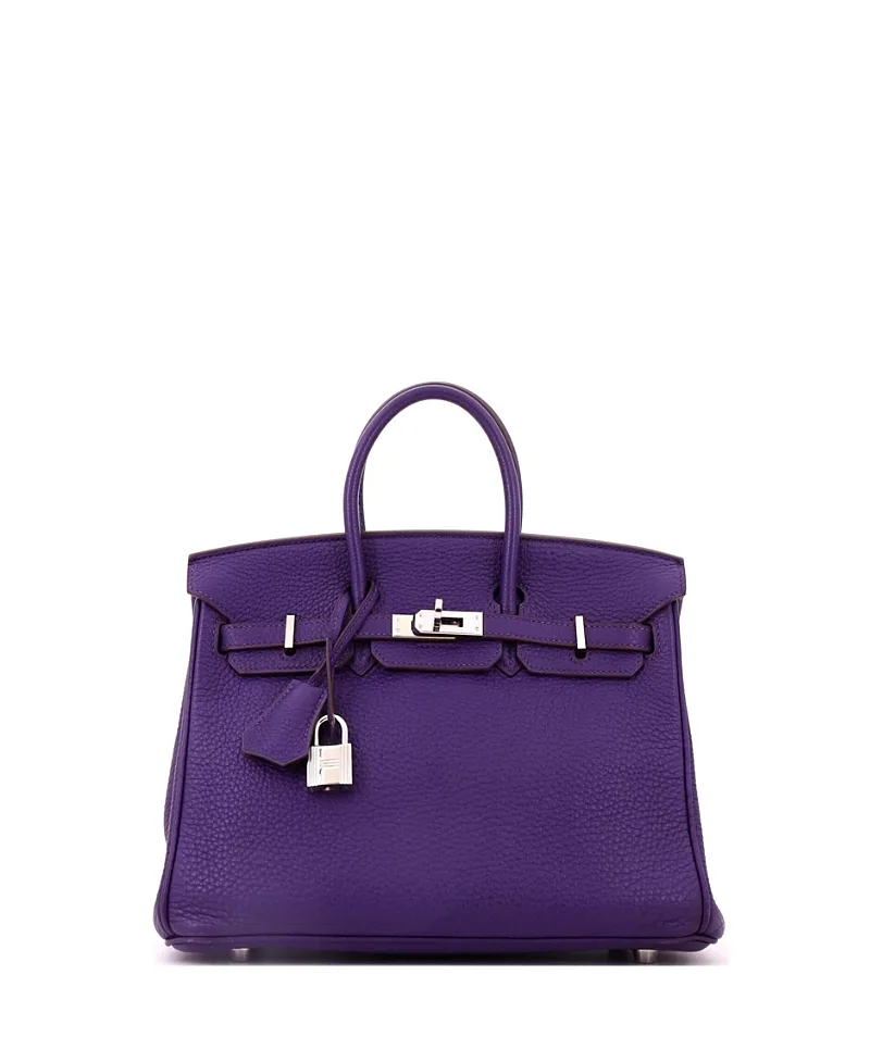 Pre-Owned Birkin 25 Handbag Togo with Palladium Hardware by Hermes