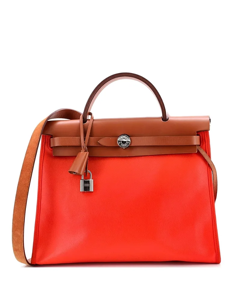 Pre-Owned Hermes 31 Herbag Zip Berline Vache Canvas and Leather by Hermes