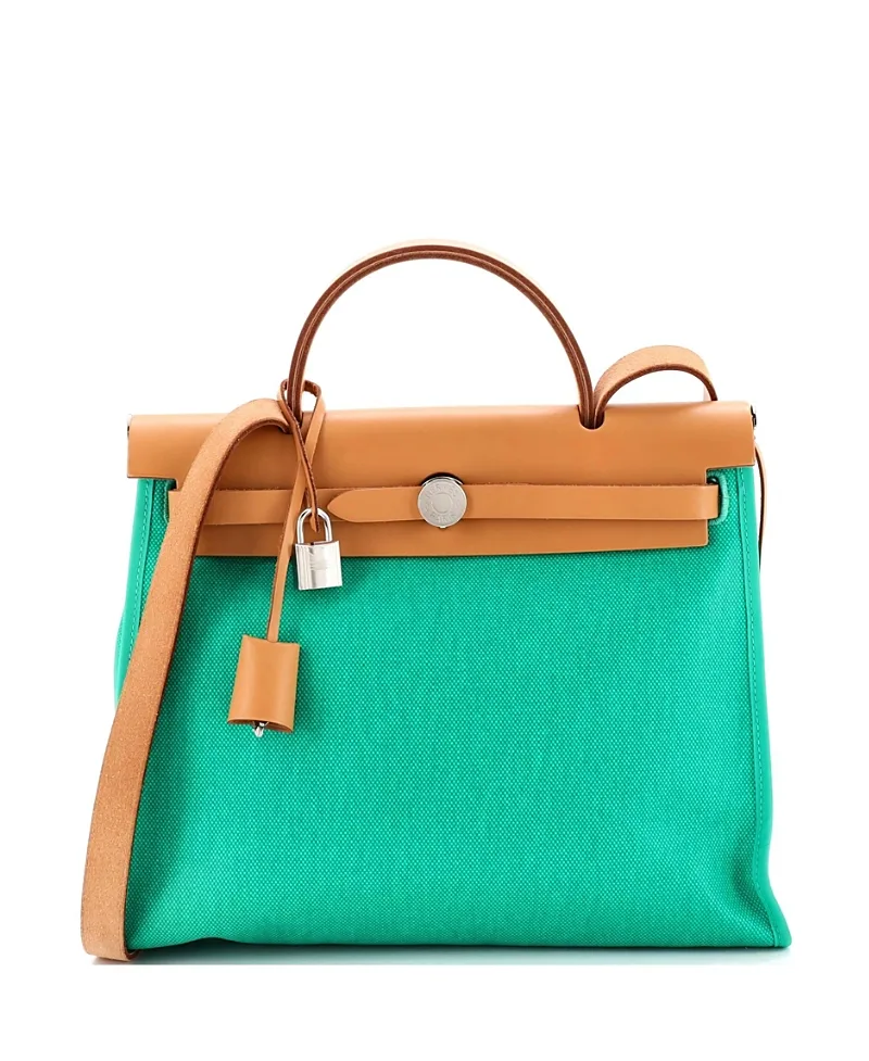 Pre-Owned Hermes 31 Herbag Zip Berline Vache Canvas and Leather by Hermes