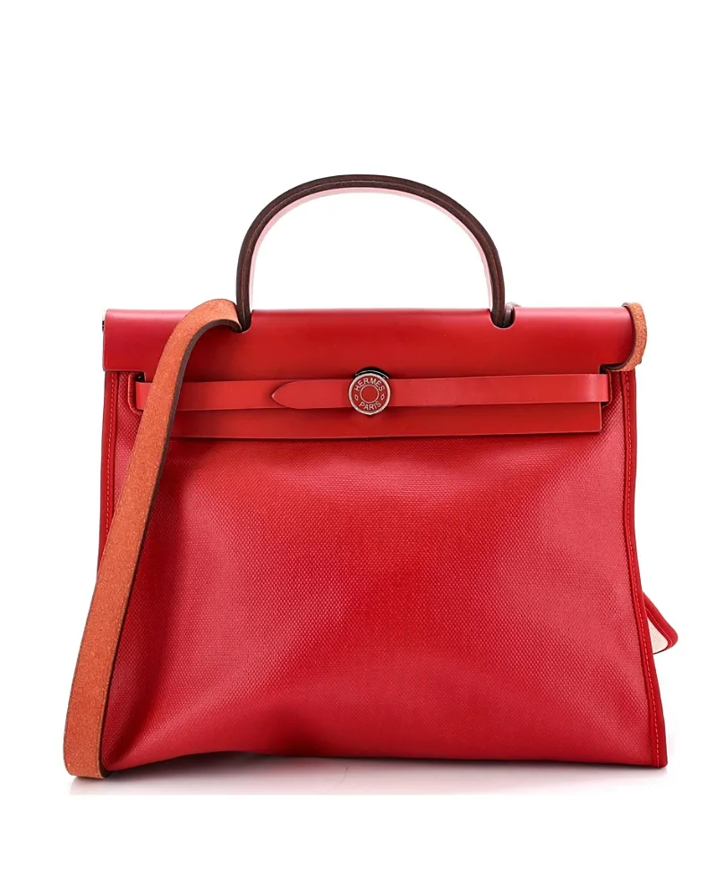 Pre-Owned Hermes 31 Herbag Zip Berline Vache Canvas and Leather by Hermes