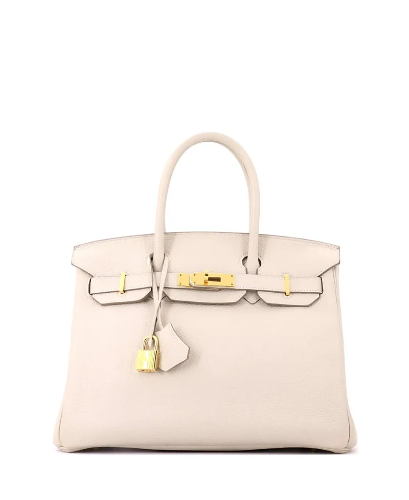 Pre-Owned Birkin 30 Handbag Clemence with Gold Hardware by Hermes