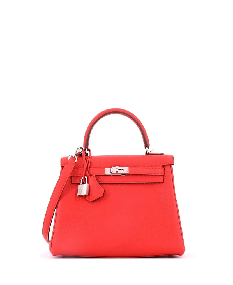 Pre-Owned Kelly 25 Handbag Togo with Palladium Hardware