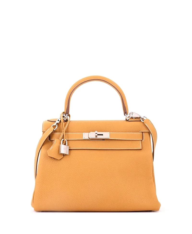 Pre-Owned Kelly 28 Handbag Togo with Palladium Hardware by Hermes