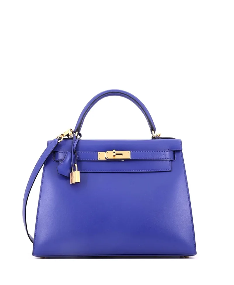 Pre-Owned Kelly 28 Handbag Tadelakt with Gold Hardware by Hermes