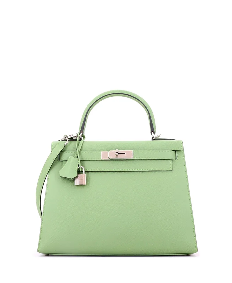 Pre-Owned Kelly 28 Handbag Epsom with Palladium Hardware by Hermes