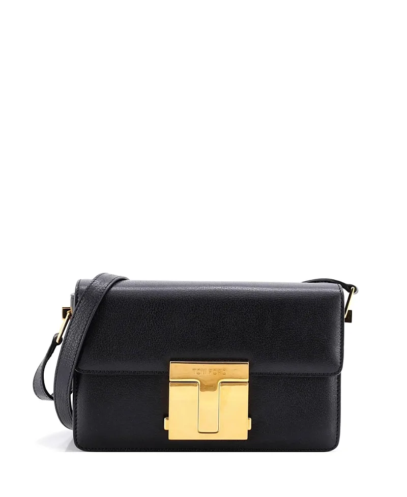 Pre-Owned Medium T Clasp Flap Shoulder Bag Leather by Tom Ford