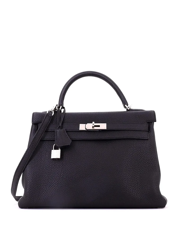 Pre-Owned Kelly 32 Handbag Togo with Palladium Hardware by Hermes