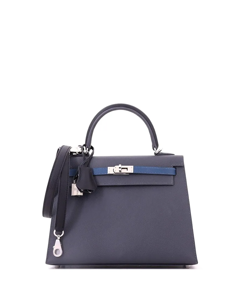 Pre-Owned Kelly 25 Handbag Bicolor Epsom with Palladium Hardware by Hermes