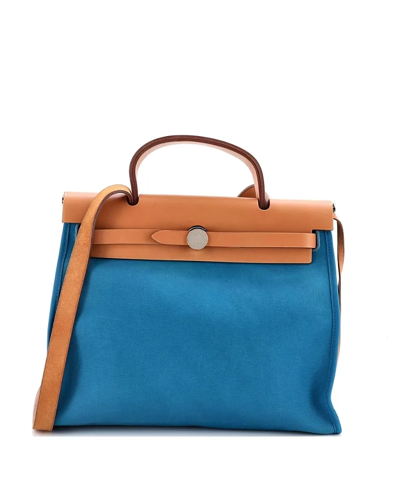 Pre-Owned Hermes 31 Herbag Zip Leather and Toile by Hermes