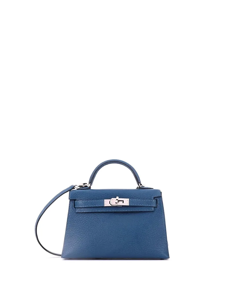 Pre-Owned Kelly 20 Handbag Verso Chevre Mysore with Palladium Hardware by Hermes