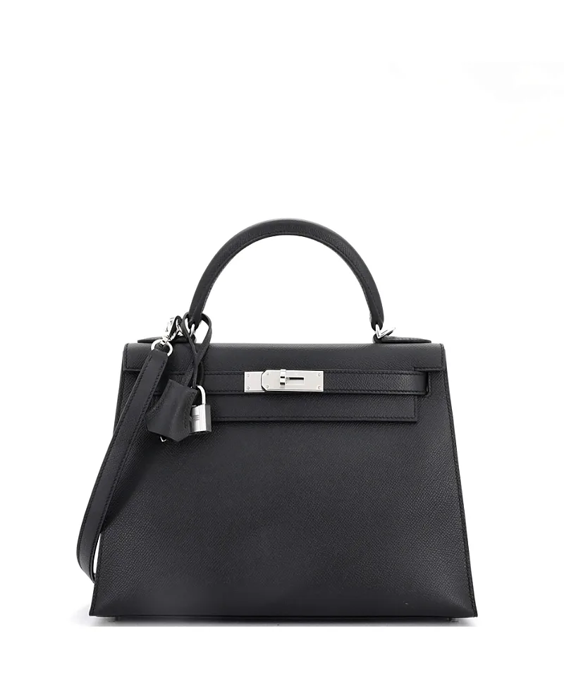 Pre-Owned Kelly 28 Handbag Epsom with Palladium Hardware by Hermes