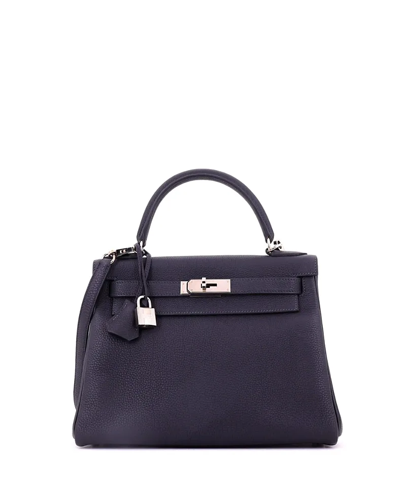 Pre-Owned Kelly 28 Handbag Togo with Palladium Hardware by Hermes