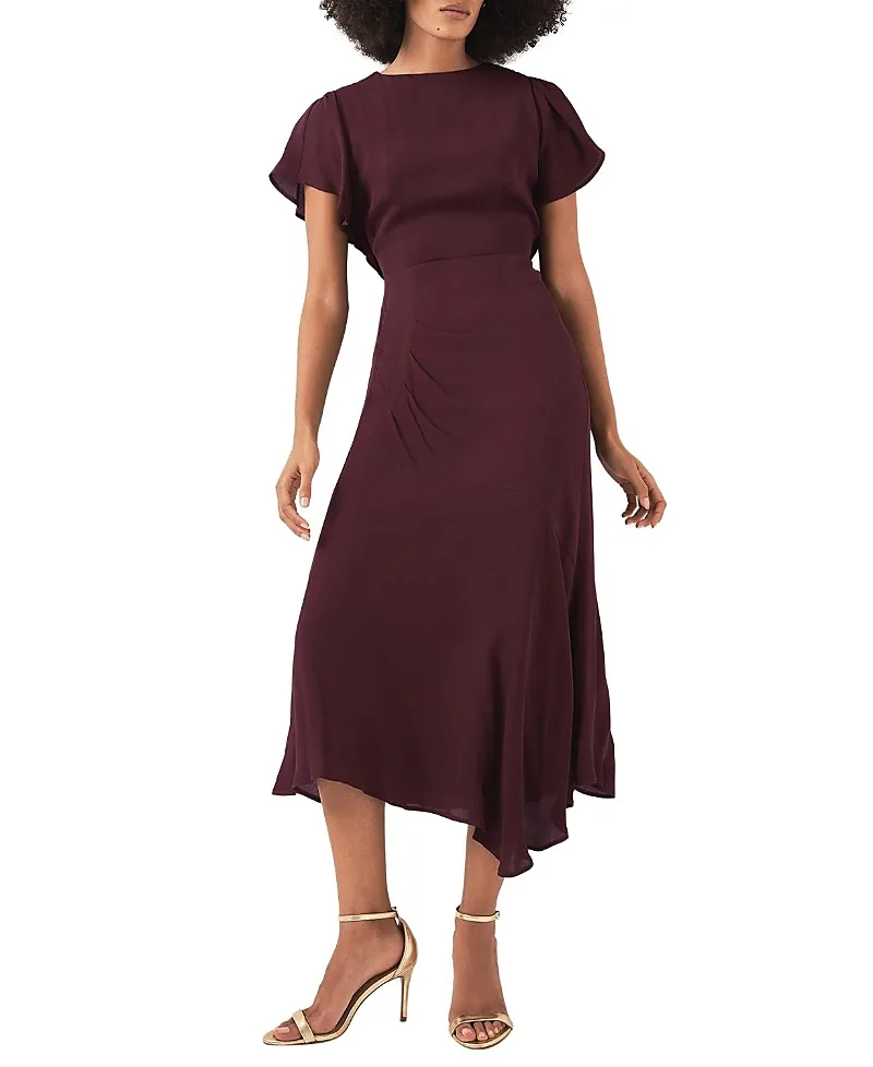 Draped Asymmetric Midi Dress
