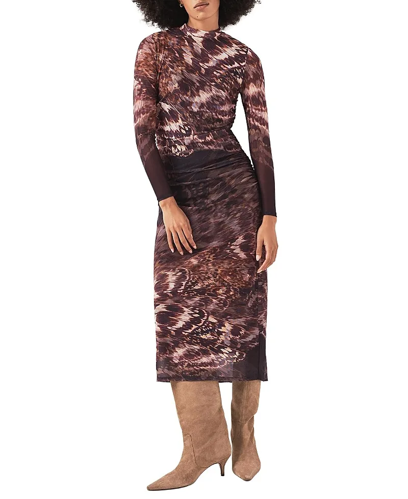 Abstract Print Mesh Midi Dress by Mint Velvet