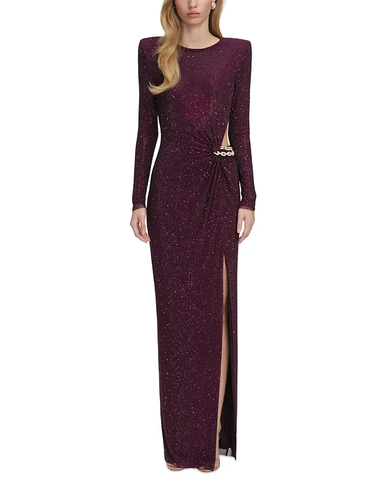 Rhinestone Embellished Cut Out Maxi Dress by Self Portrait