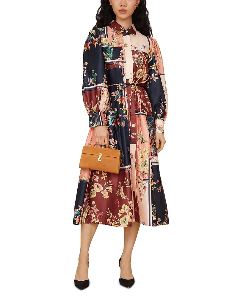 Printed Button Down Midi Shirtdress by Jovonna London