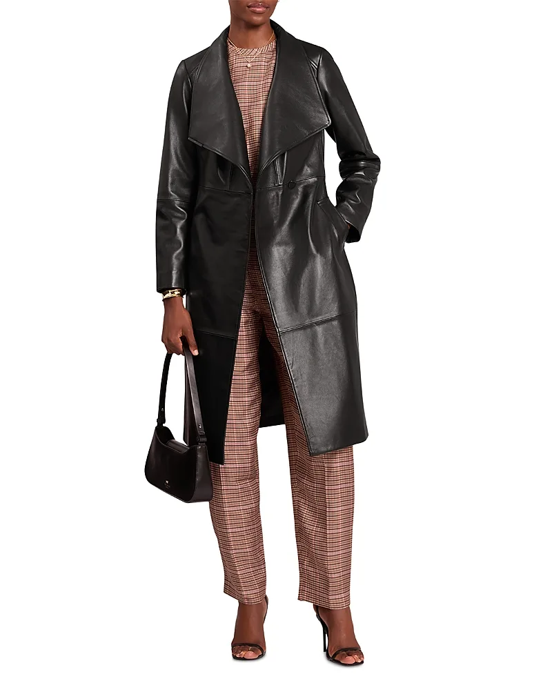 Rosmia Belted Leather Midi Wrap Coat by Ted Baker