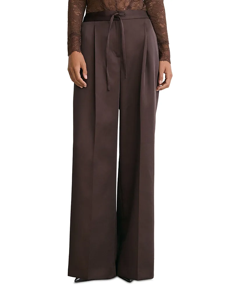 Satin Wide Leg Pants by Reiss