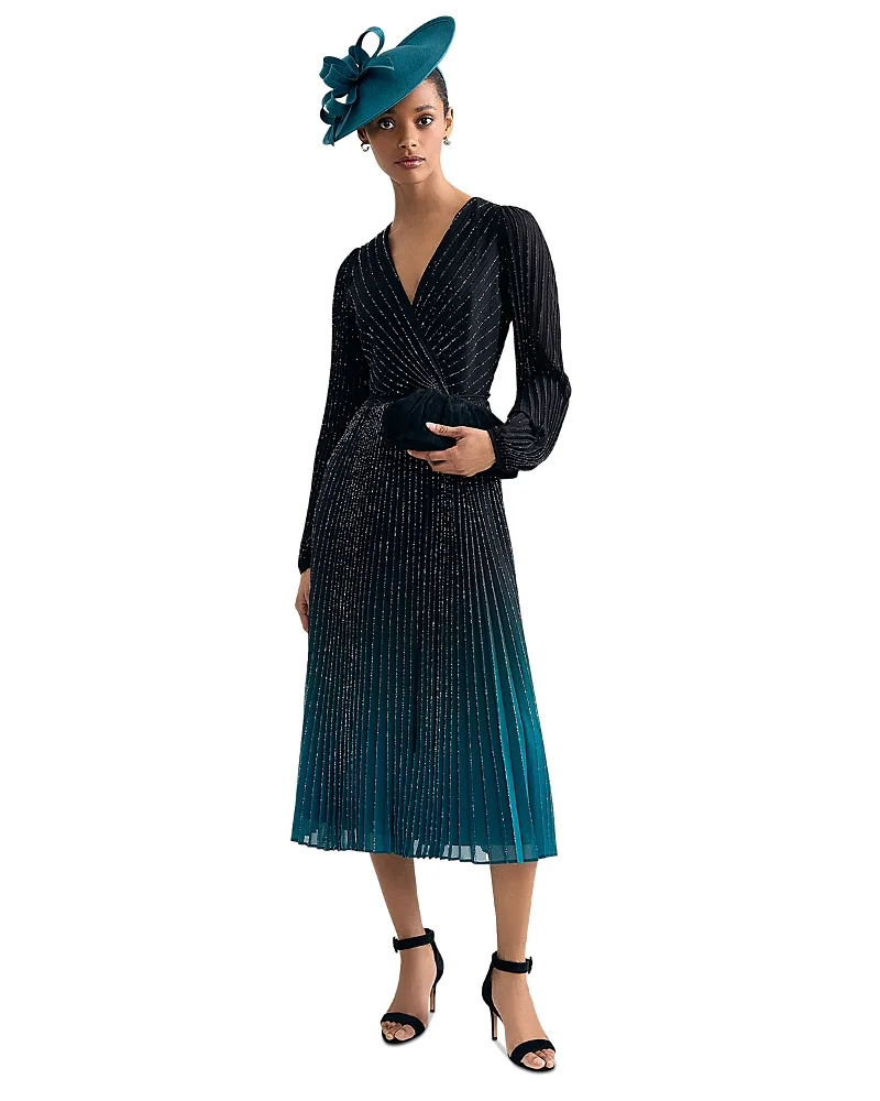 Simara Long Sleeve Ombre Glitter Midi Dress by Phase Eight