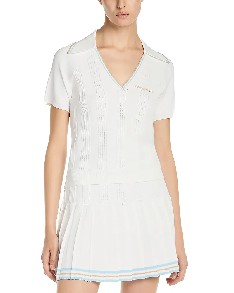 Tennis Ribbed Short Sleeve Polo Shirt by Casablanca