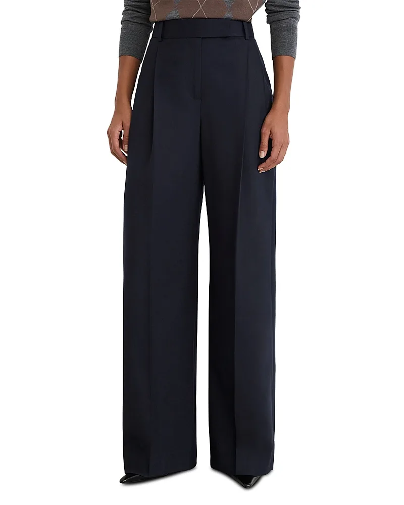 Luna Wool Blend Pleated Wide Leg Pants