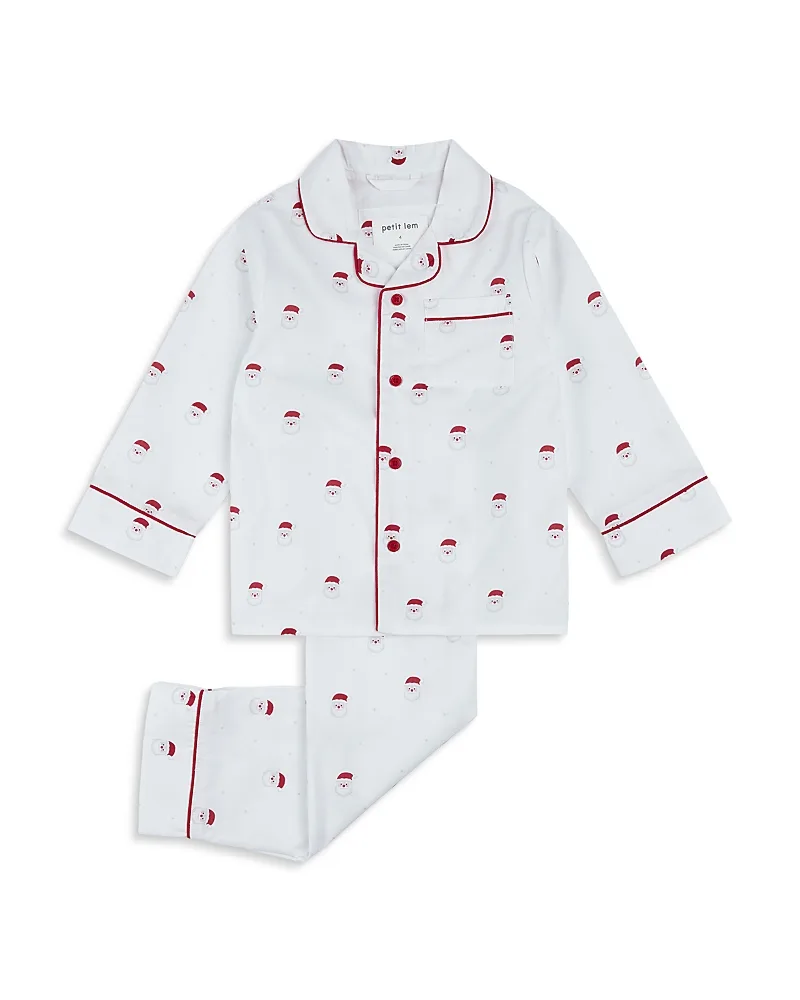 Smiling Santa Print Poplin Pajama Set by Petit Lem