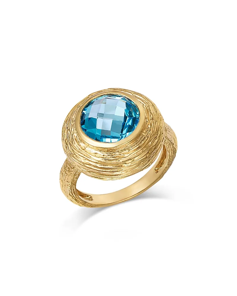 Blue Topaz Textured Bezel Ring in 14K Yellow Gold by Bloomingdales Fine Collection