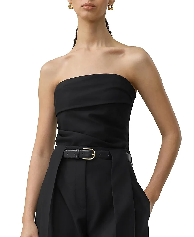 Silk-Wool Pleated Tube Top by Lilysilk