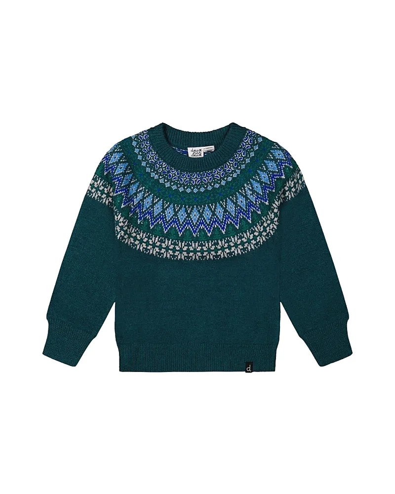 Knit Nordic Jacquard Raglan Sleeve Sweater by Deux Par Deux