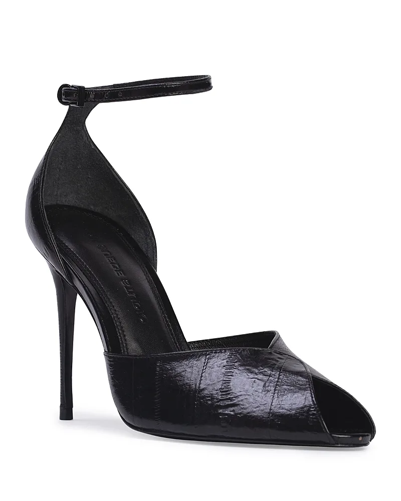 Cala 100 Leather Peep Toe Sandals by Black Suede Studio