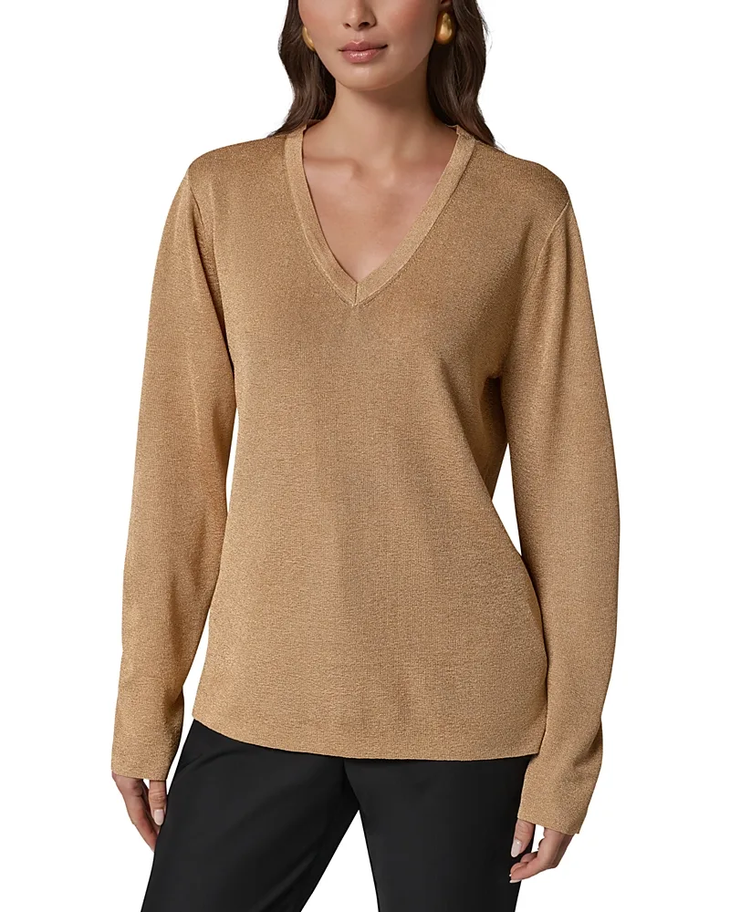 Metallic V Neck Top by Donna Karan New York