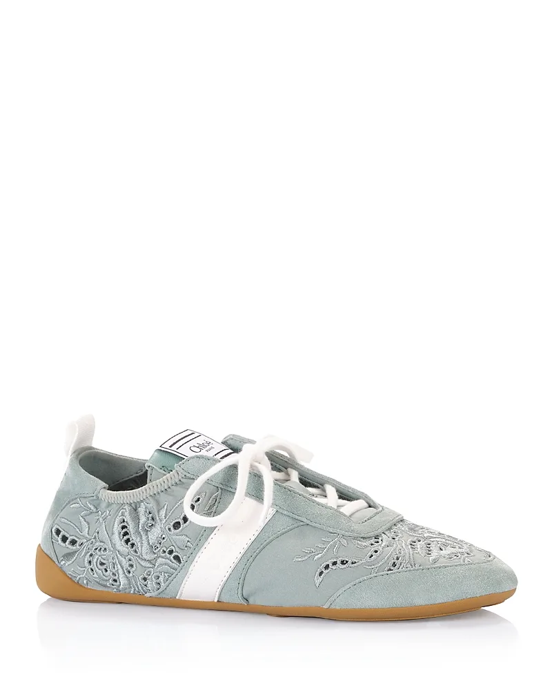 Kick Embroidered Suede Sneakers by Chloé