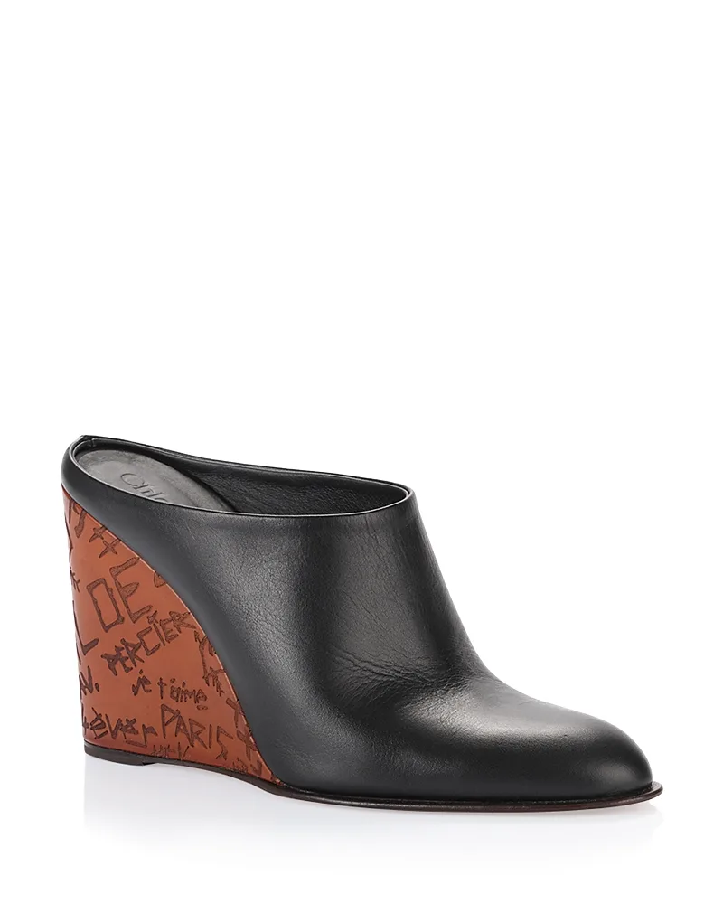 Maxime Leather Wedge Mules by Chloé