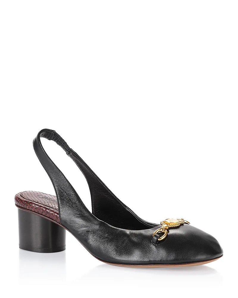 Embellished Leather Slingback Pumps by Chloé